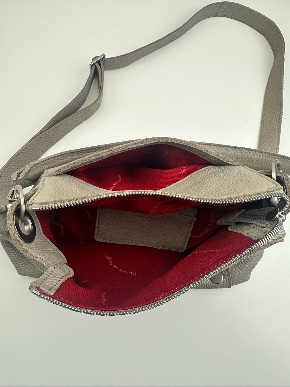 Hammitt Bryant Medium Pewter Pebble Leather Shoulder Bag Brushed Silver Hardware - Picture 8 of 12
